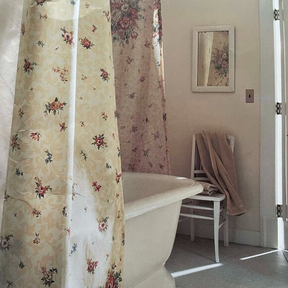 MARTHA STEWART rose damask fabric shower curtain NWT never opened pkg.VINTAGE - Picture 4 of 4